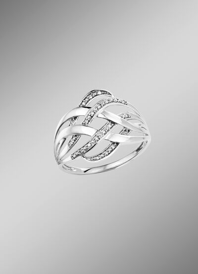 Durchbrochener Damenring mit 19 Diamanten 