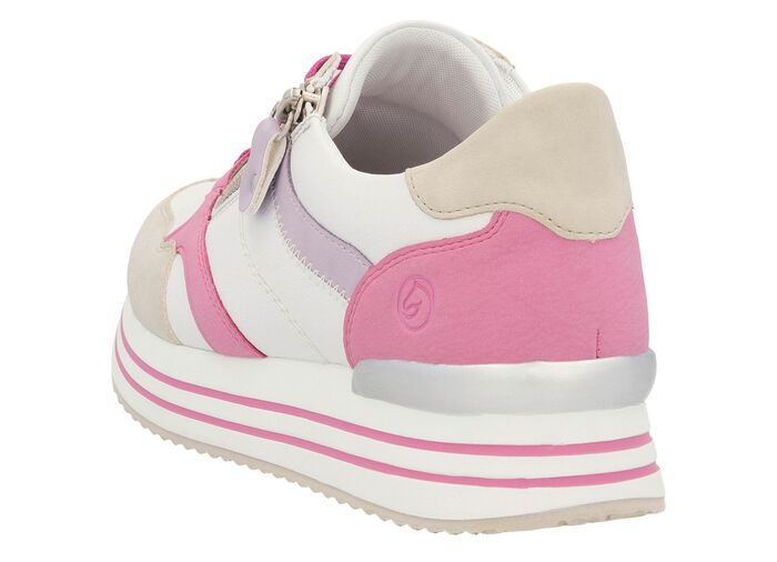 Remonte Schn&uuml;r-Sneaker aus Nappaleder CREME-BUNT