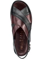  Sandale mit anatomisch geformten Lederfu&szlig;bett SCHWARZ-BORDEAUX