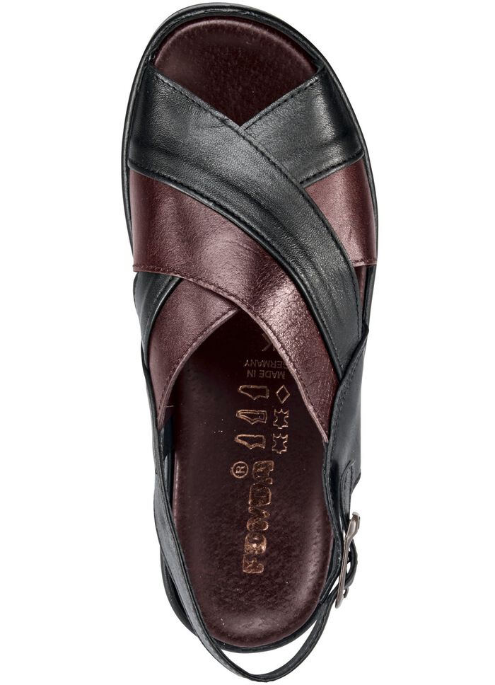  Sandale mit anatomisch geformten Lederfu&szlig;bett SCHWARZ-BORDEAUX