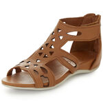 Andrea Conti, modische Damen-Sandalen, aus Leder COGNAC