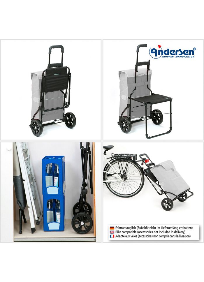 Andersen Einkaufsroller mit Sitzm&ouml;glichkeit GRAU