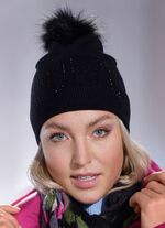 M&uuml;tze mit dezenten Glitzersteinchen SCHWARZ