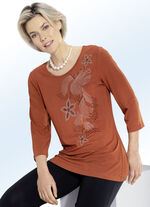 Shirt mit Strass- und Plättchenzier TERRAKOTTA