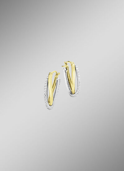 Creolen in Bicolor mit synth. Zirkonia 