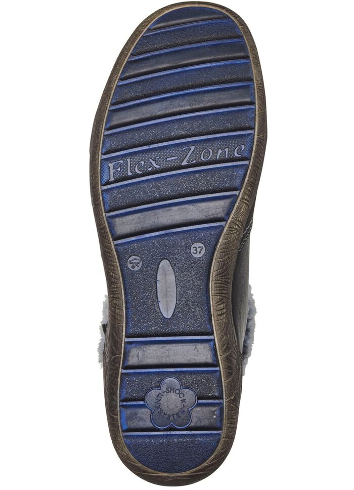 ELENA EDEN Bootie mit grauem Pl&uuml;schkragen SCHWARZ-GRAU