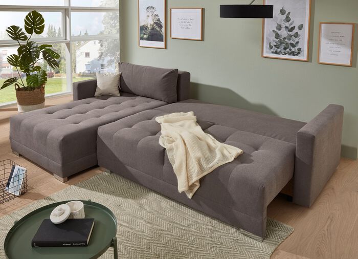 Polsterecke mit Funktion und Bettkasten BRAUN