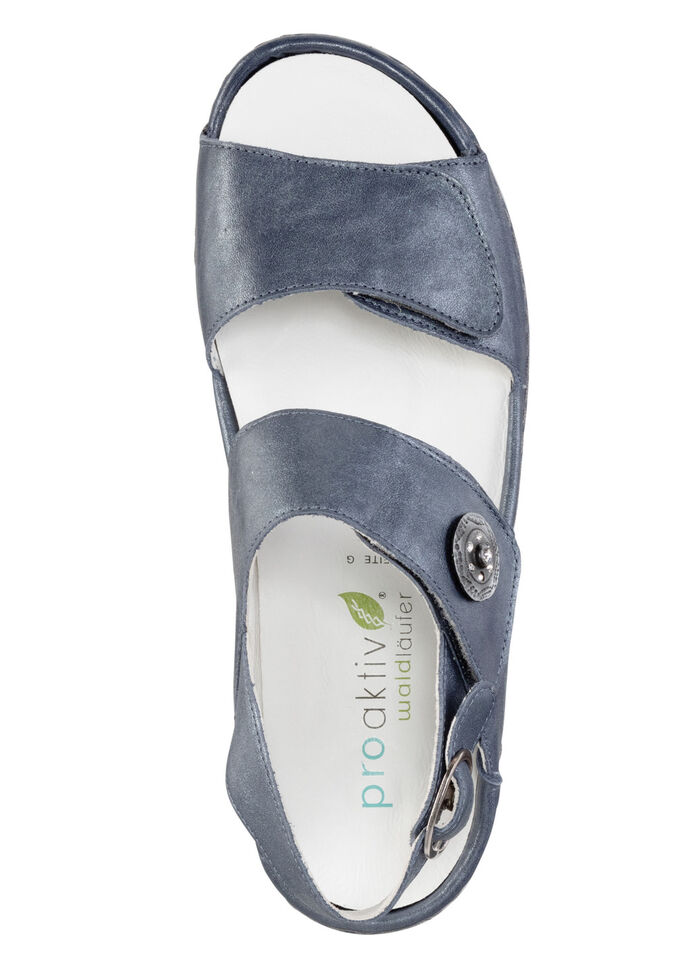 Waldl&auml;ufer Sandale mit Metallschmuck mit Glitzersteinchen STAHLBLAU