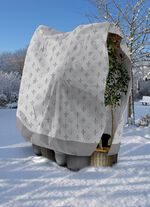 Mega-Vlieshaube mit Lilien-Motiv GRAU