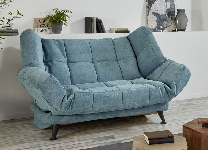 Schlafsofa mit Armteil- und Rückenverstellung BLAU