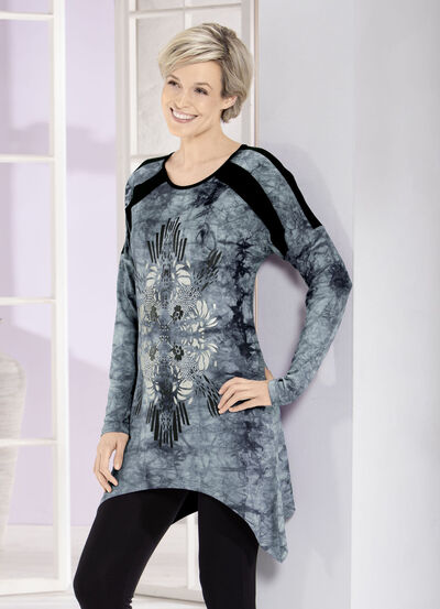 Longshirt in aktueller Batik-Optik in 2 Farben 