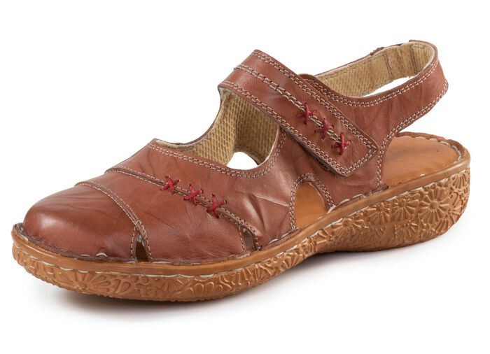 ELENA EDEN Slipper aus Nappaleder mit Knitter-Struktur COGNAC