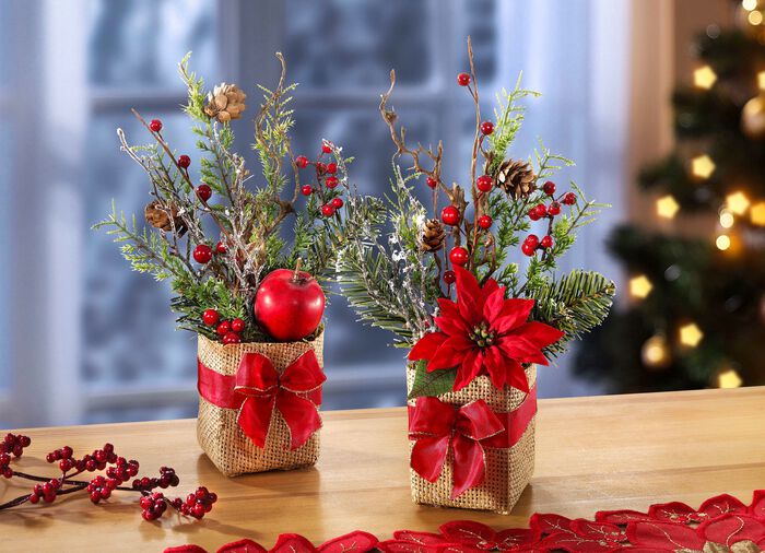 Gesteck im Jutesack, 2er-Set 