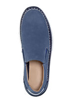 Slipper aus Rind-Nubuk- und Veloursleder BLAU