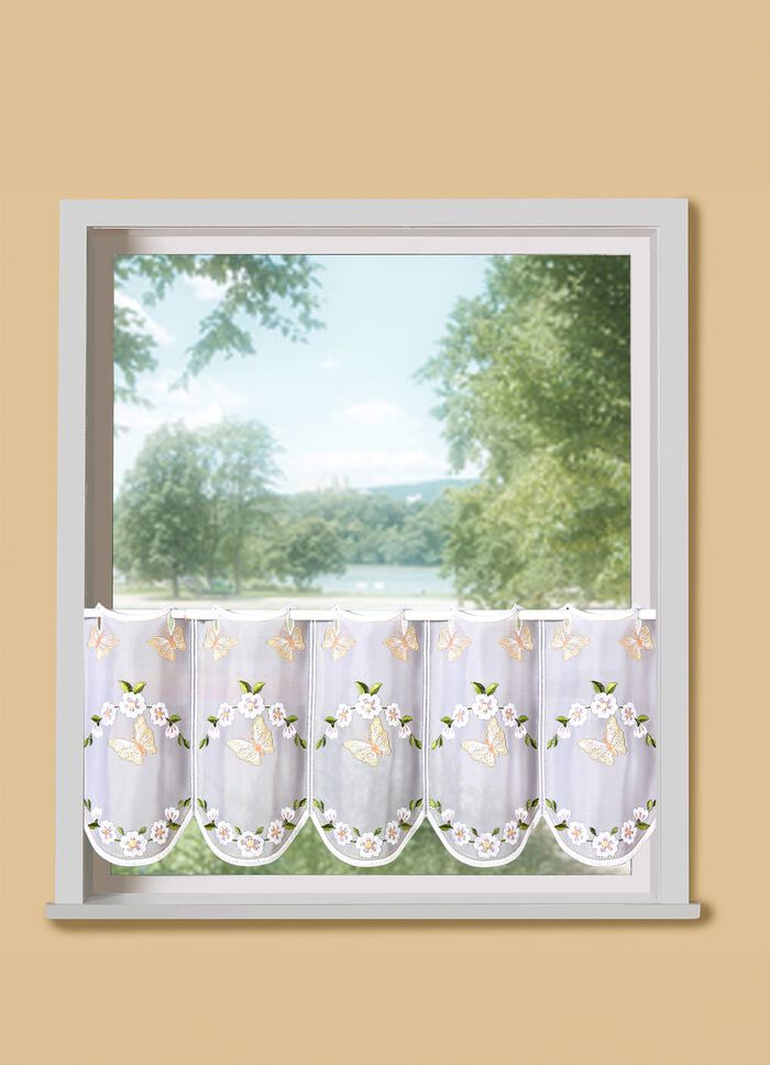 Bestickter Kurzstore mit Schmetterlings-Motiven 