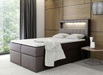 Boxspringbett mit LED-Beleuchtung und Bettkasten BRAUN
