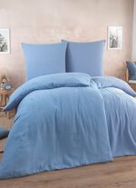 Weiche Bettw&auml;sche-Garnitur in hochwertiger Musselin-Qualit&auml;t BLAU
