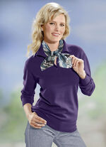 Pullover in Feinstrick mit Schurwolle AUBERGINE