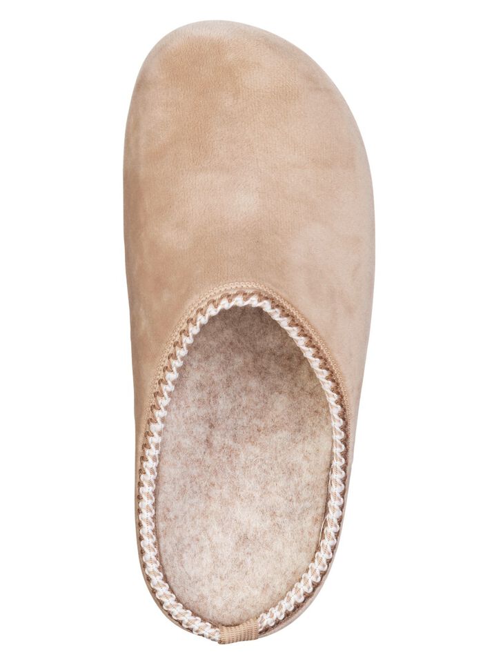 Laurina, klassische Damen-Hausschuhe, Weite G, mit gemusterter Bord&uuml;re BEIGE