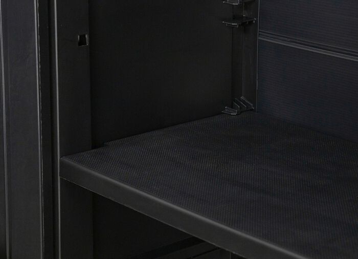 Ger&auml;teschrank Garage mit Holzlamellen-Effekt 