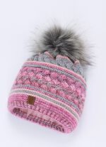 Interessante Damen-M&uuml;tze, mit Bommel ROSA