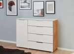 Kommodenserie mit Griffen in Chrom-Optik EICHE-WEISS