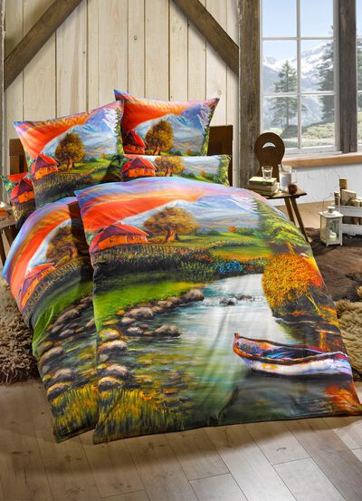 Bettw&auml;sche-Garnitur mit atemberaubenden Landschaftsmotiv 
