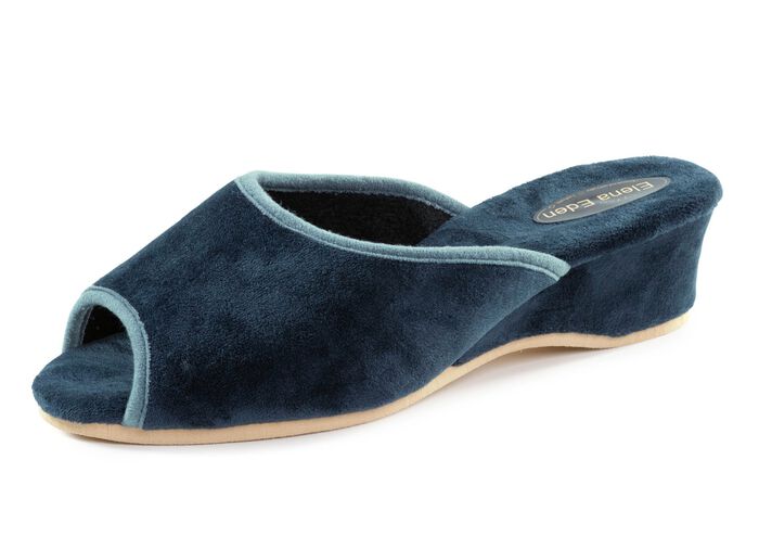 ELENA EDEN Samt-Pantolette mit Kontrast-Einfassung 