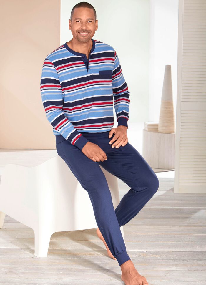 Zweierpack Schlafanz&uuml;ge mit Knopfleiste und B&uuml;ndchenabschl&uuml;ssen 