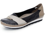 Gemini, klassische Damen-Slipper, Weite G, mit herausnehmbarem Fußbett SCHWARZ-TAUPE