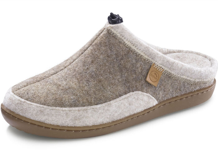 Laurina, klassische Damen-Hausschuhe, Weite H, mit herausnehmbarem Fußbett TAUPE-BEIGE