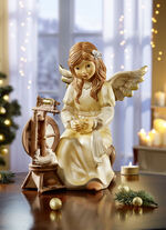 Goebel Engel mit Spinnrad von Hand gefertigt und bemalt CHAMPAGNER