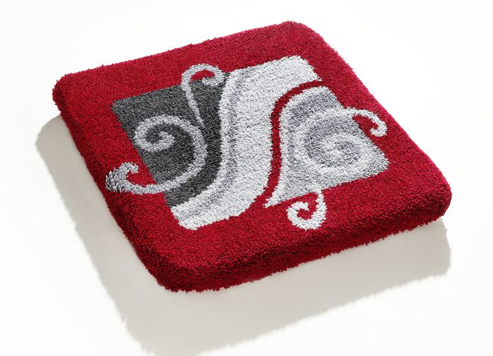 Badgarnitur mit 20 mm Florhöhe von Grund ROT-GRAU