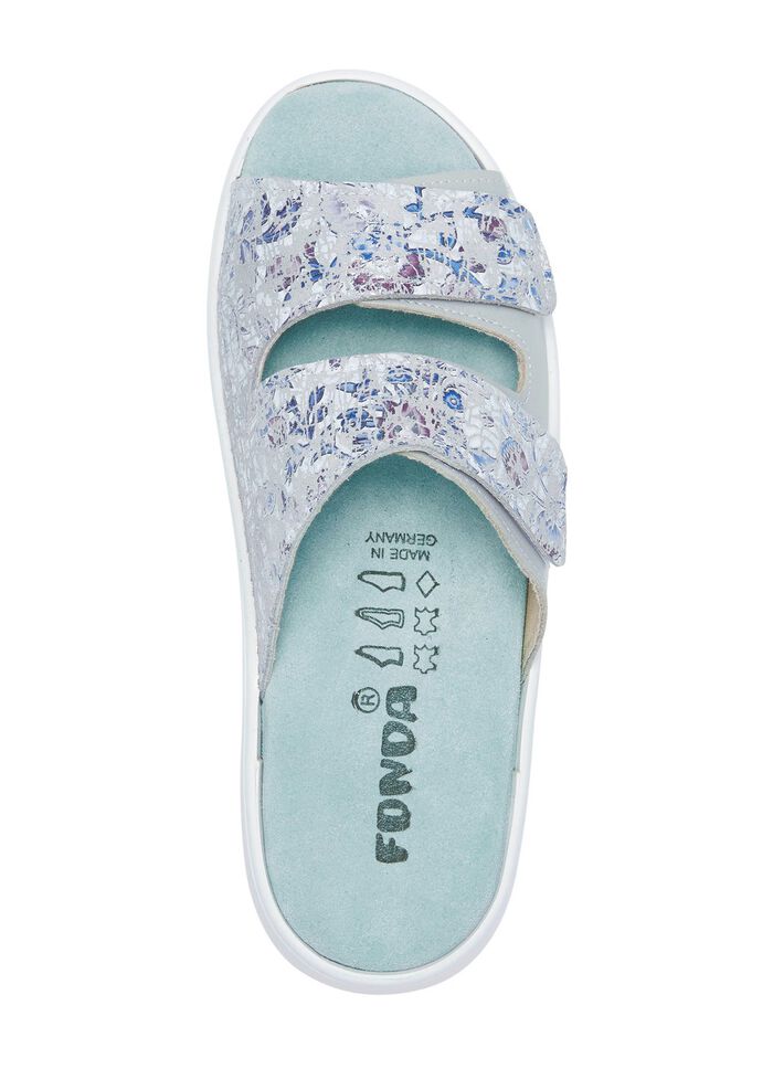 ELENA EDEN Pantolette mit Klettspange HELLGRAU-BUNT