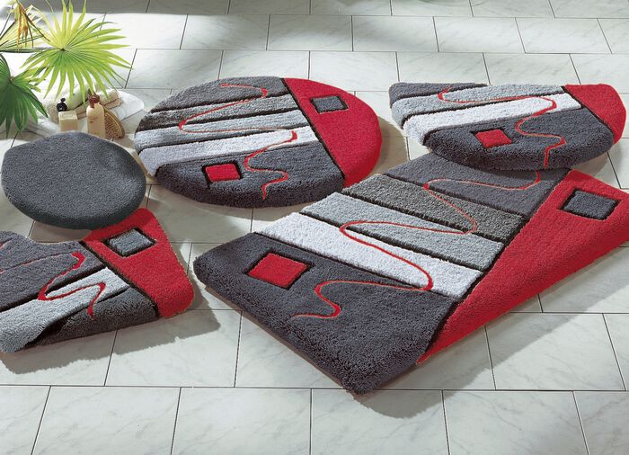 Barfußweiche Badgarnitur in harmonischen Farbtönen GRAU-ROT