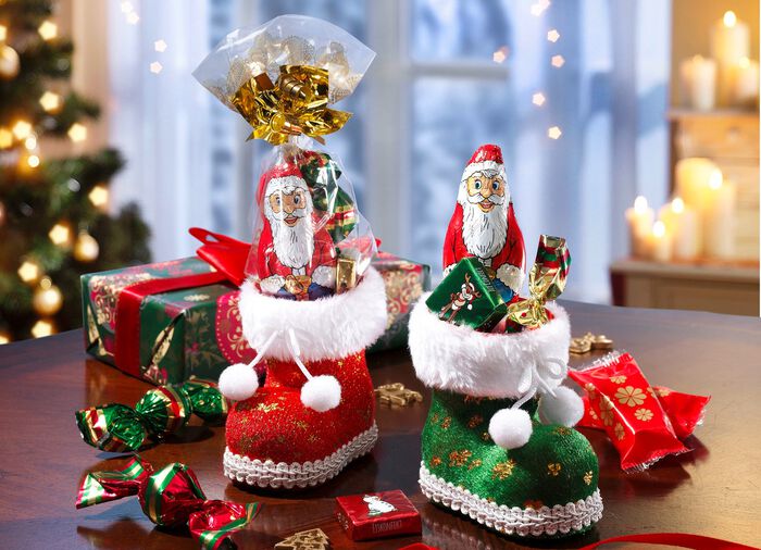 Stiefelchen mit Weihnachtsleckereien, 2er-Set 