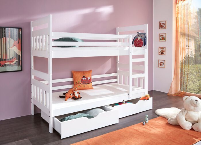 Etagenbett aus massivem Kiefernholz WEISS