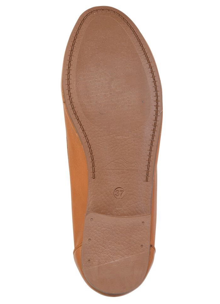 Andrea Conti, schicke Damen-Ballerinas, Weite G, mit herausnehmbarem Fußbett COGNAC