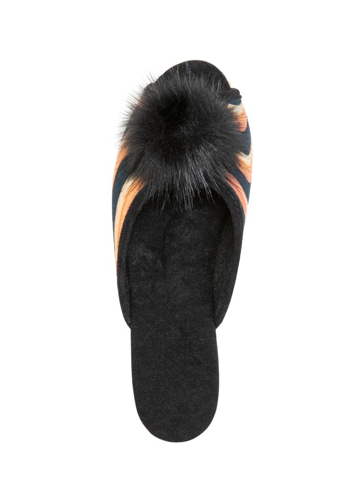 ELENA EDEN, schicke Damen-Pantoletten, Weite G, mit Kunstfellpompon 