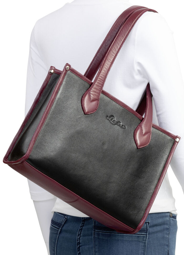 Laurina, Tasche, Damen, aus Leder SCHWARZ-BORDEAUX