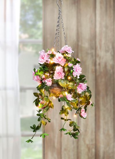 Beleuchtete Azaleen-H&auml;ngeampel 