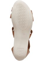 Andrea Conti, modische Damen-Sandalen, aus Leder COGNAC