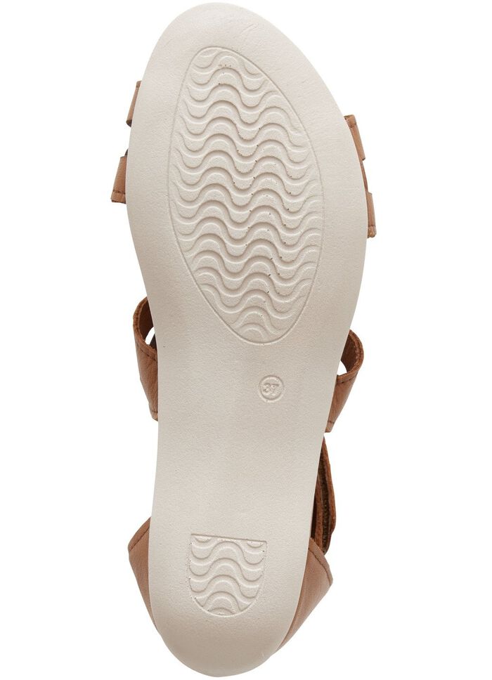 Andrea Conti, modische Damen-Sandalen, aus Leder COGNAC