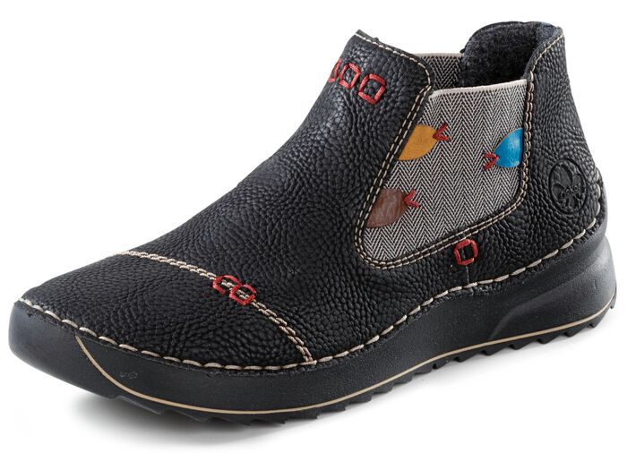 Rieker Bootie in Narben-Optik SCHWARZ-BUNT