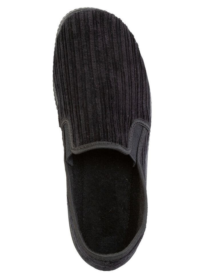 Hausschuh aus Cord-Textilmaterial SCHWARZ