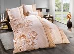 Bettw&auml;sche-Garnitur bezaubernde Rosendessin BRAUN