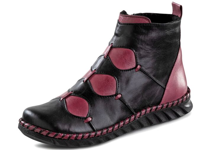 Gemini Bootie aus dezent schattiertem Rind-Nappaleder SCHWARZ-BORDEAUX