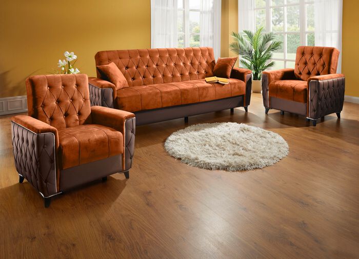 Polstermöbel mit Bettkasten und Liegefunktion BRAUN-TERRA