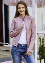 Lederkurzjacke mit Zierstepp 