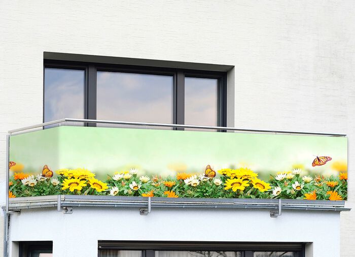 Einseitig bedruckter Balkon-Sichtschutz inkl. Befestigungsmaterial 